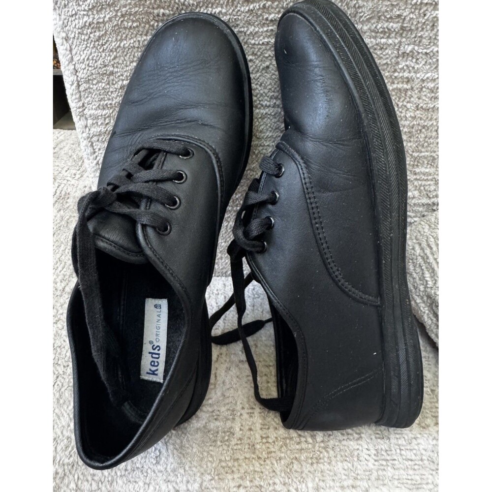 Keds Champion Black Leather Sneakers Women Sz 8